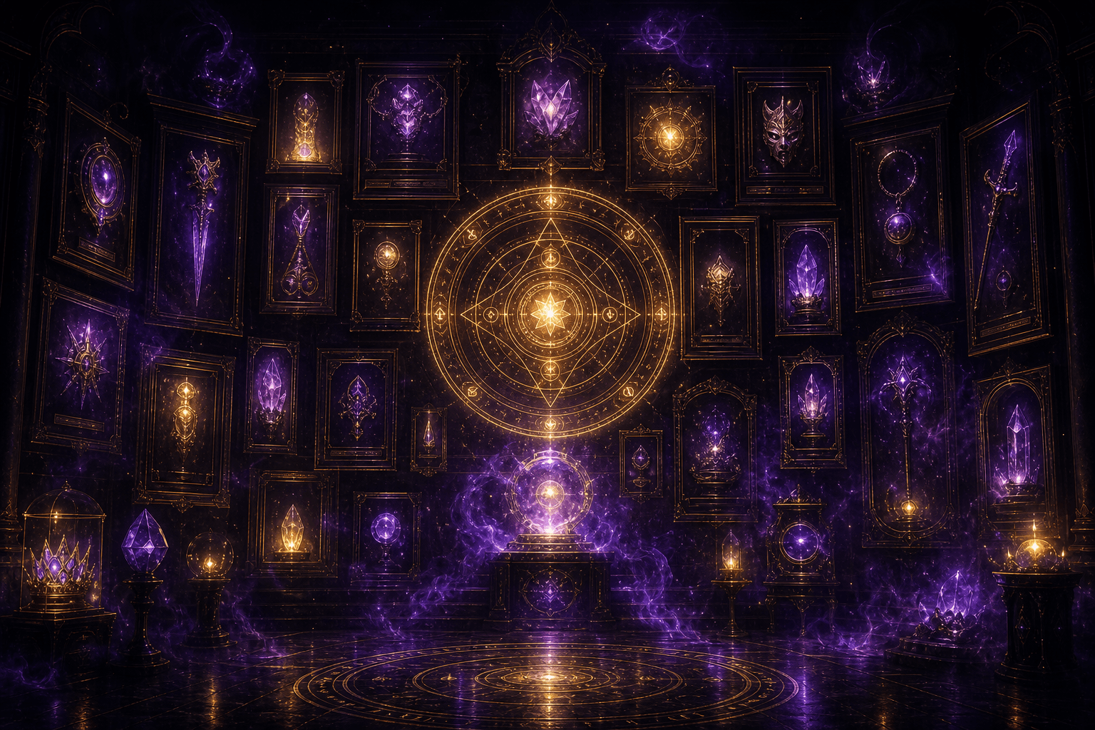 The CONCLAVE sanctum — a gallery wall of past readings
